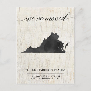 Invitation Carte Postale Moving faire-part, État de Virginie rustique