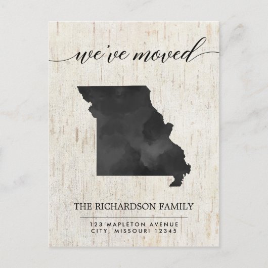 Invitation Carte Postale Moving faire-part, État du Missouri rustique (Devant)