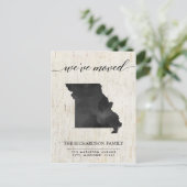Invitation Carte Postale Moving faire-part, État du Missouri rustique (Debout devant)