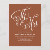 Invitation Carte Postale Mr & Mrs Rustic Script Terracotta QR Code Mariage (Devant)