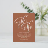 Invitation Carte Postale Mr & Mrs Rustic Script Terracotta QR Code Mariage (Debout devant)