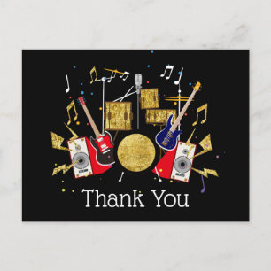 Invitation Carte Postale musique partie guitare batterie ensemble musical c