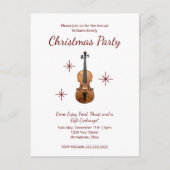 Invitation Carte Postale Musique violon classique Fête de Noël (Devant)
