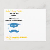 Invitation Carte Postale Mustache Graduation Bleu clair (Dos)