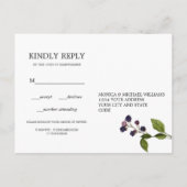 Invitation Carte Postale Myrtilles | Floral Mariage CHOIX DE REPAS RSVP (Dos)