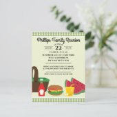 Invitation Carte Postale Nappe verte et blanche Pique-nique Réunion de fami (Debout devant)