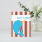 Invitation Carte Postale Narval arctique avec bande rouge-blanche (Debout devant)