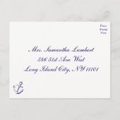 Invitation Carte Postale Nautique RSVP Marine Ancre bleue (Dos)
