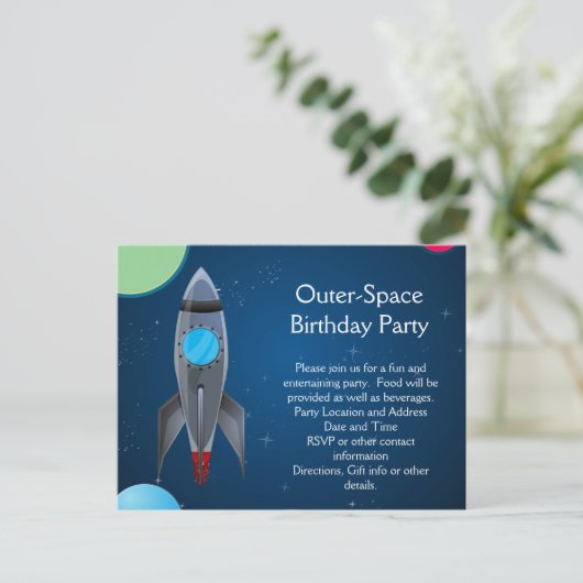Invitation Carte Postale Navire à fusée spatiale (Debout devant)