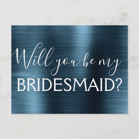 Invitation Carte Postale Navy Blue Elegant Will you be my Bridesmaid (Devant)