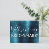 Invitation Carte Postale Navy Blue Elegant Will you be my Bridesmaid (Debout devant)