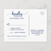Invitation Carte Postale Navy Blue Simple Calligraphie Demande de chanson R (Dos)