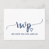 Invitation Carte Postale Navy Blue Simple Calligraphie Demande de chanson R (Devant)