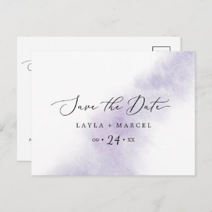 Invitation Carte Postale Nettoyage aquarelle   Purple Enregistrer la date c