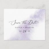 Invitation Carte Postale Nettoyage aquarelle | Purple Enregistrer la date c (Devant)