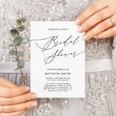 Invitation Carte Postale Neutre Blanc Élégant Script Fête des mariées moder