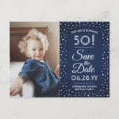 Invitation Carte Postale N'IMPORTE QUEL Anniversaire 2 Photo Marine Bleu Bl (Devant)