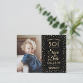 Invitation Carte Postale N'IMPORTE QUEL Anniversaire 2 Photo Noir et Or Enr (Debout devant)
