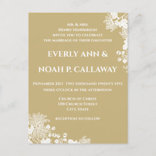 Invitation Carte Postale N'importe quel Mariage Floral Vintage couleur