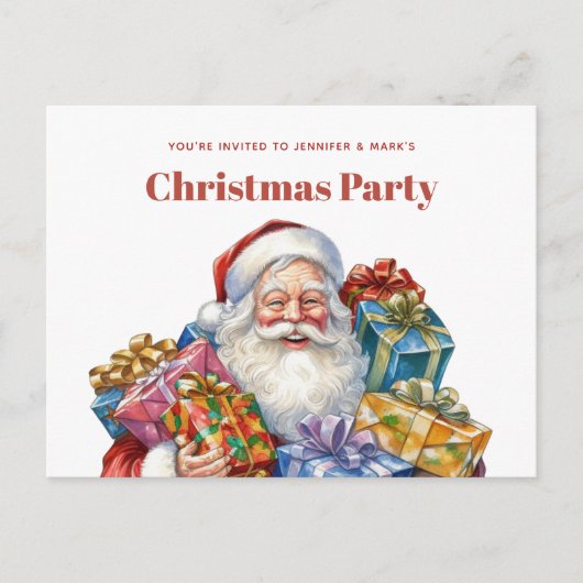 Invitation Carte Postale Noël classique de Jolly Santa Claus (Devant)