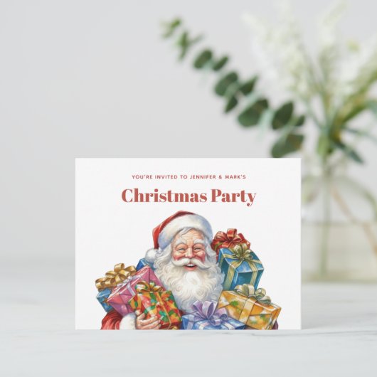 Invitation Carte Postale Noël classique de Jolly Santa Claus (Debout devant)