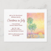 Invitation Carte Postale Noël de plage tropicale en juillet (Devant)