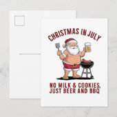 Invitation Carte Postale Noël en juillet : Pas de lait, pas de biscuits, ju (Devant / Derrière)