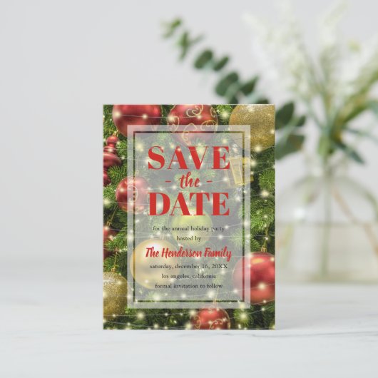 Invitation Carte Postale Noël festif | Fête fériée Enregistrer la date (Debout devant)