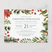Invitation Carte Postale Noël Holiday Open House Berries Verdure (Devant)