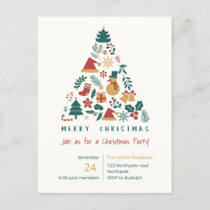 Invitation Carte Postale Noël Joyeux hiver décembre