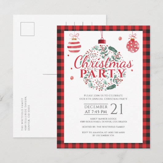 Invitation Carte Postale Noël Pays Lumière-jack Buffalo Party (Devant / Derrière)