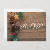 Invitation Carte Postale Noël rustique RSVP (Devant / Derrière)