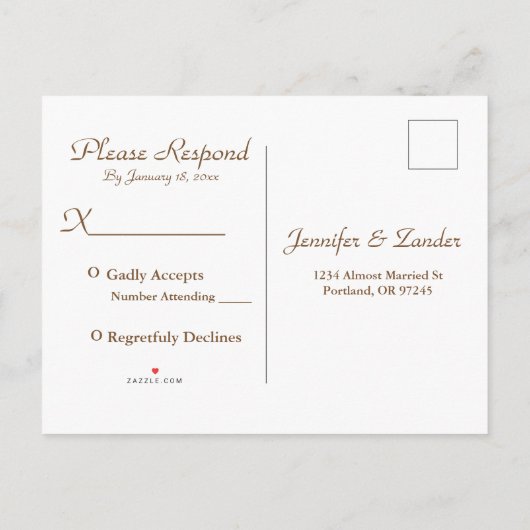 Invitation Carte Postale Noël rustique RSVP (Dos)