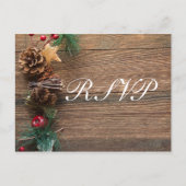 Invitation Carte Postale Noël rustique RSVP (Devant)