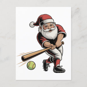 Invitation Carte Postale Noël Softball Jouant Père Noël Sport