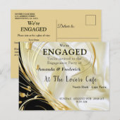 Invitation Carte Postale Noir avec or sur soie Champagne (Devant / Derrière)