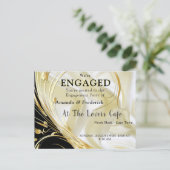 Invitation Carte Postale Noir avec or sur soie Champagne (Debout devant)