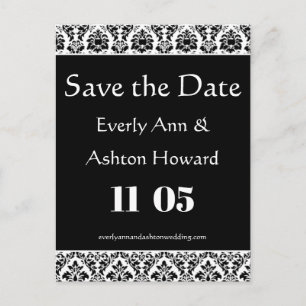 Invitation Carte Postale Noir & Blanc Mariage Enregistrer la date