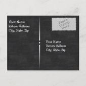 Invitation Carte Postale Noir Chalkboard Rustique Blanc Flourds Mariage (Dos)