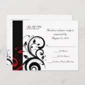 Invitation Carte Postale Noir et blanc avec flèche inverse rouge (Devant / Derrière)