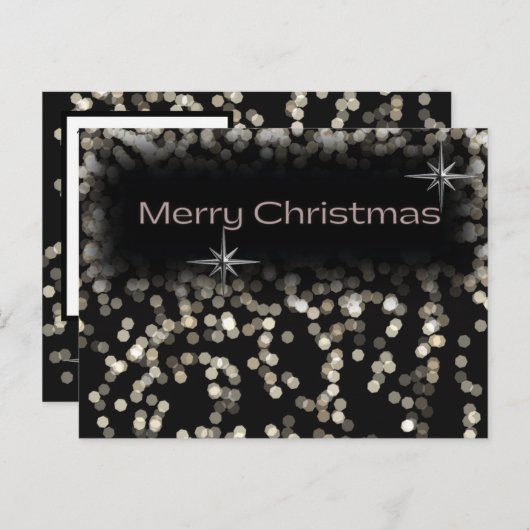 Invitation Carte Postale Noir et blanc brillant Joyeux Noël (Devant / Derrière)