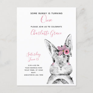 Invitation Carte Postale Noir et blanc Certains lapins tournent un annivers