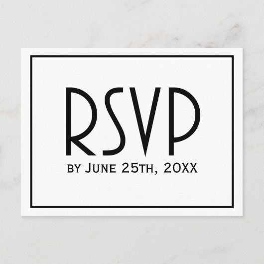 Invitation Carte Postale Noir et Blanc Classique Mariage simple RSVP (Devant)