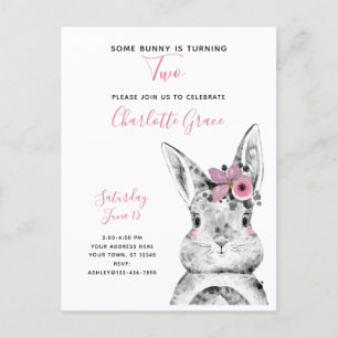 Invitation Carte Postale Noir et blanc Un lapin atteint deux ans