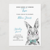 Invitation Carte Postale Noir et blanc Un lapin atteint deux ans (Devant)