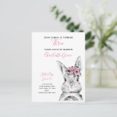 Invitation Carte Postale Noir et blanc Un lapin atteint trois ans (Debout devant)