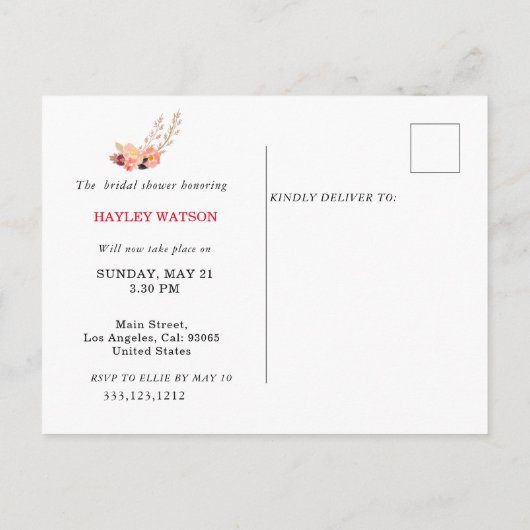 Invitation Carte Postale Noir Et Rouge Mariage Moderne Enregistrer La Date (Dos)