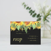 Invitation Carte Postale Noir frappant avec le budget Mariage des tournesol (Debout devant)