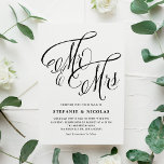 Invitation Carte Postale Noir M et Mme Rustic Script QR Code Mariage<br><div class="desc">Cette carte postale personnalisable en noir et blanc allie élégance rustique et confort moderne. Avec "M. et Mme" en belle calligraphie rustique. Personnalisez en ajoutant les noms, la date, l'heure, le lieu et d'autres détails. Cette carte postale faire-part de mariage calligraphie permet à vos invités d'accéder facilement aux détails de...</div>