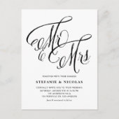 Invitation Carte Postale Noir M et Mme Rustic Script QR Code Mariage (Devant)